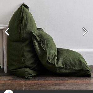 Bed threads 100 french flax linen Queen Size pillowcases*2 Olive